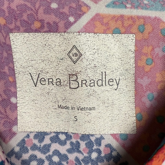 Vera Bradley Womens Small Patchwork Floral V-Neck Scrub Top Pockets Nurse‎ - Picture 4 of 8